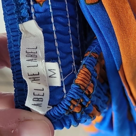 Abel The Label Anthropologie Halter Blue Orange Flair Maxi Dress. Ladies Medium - Picture 4 of 6